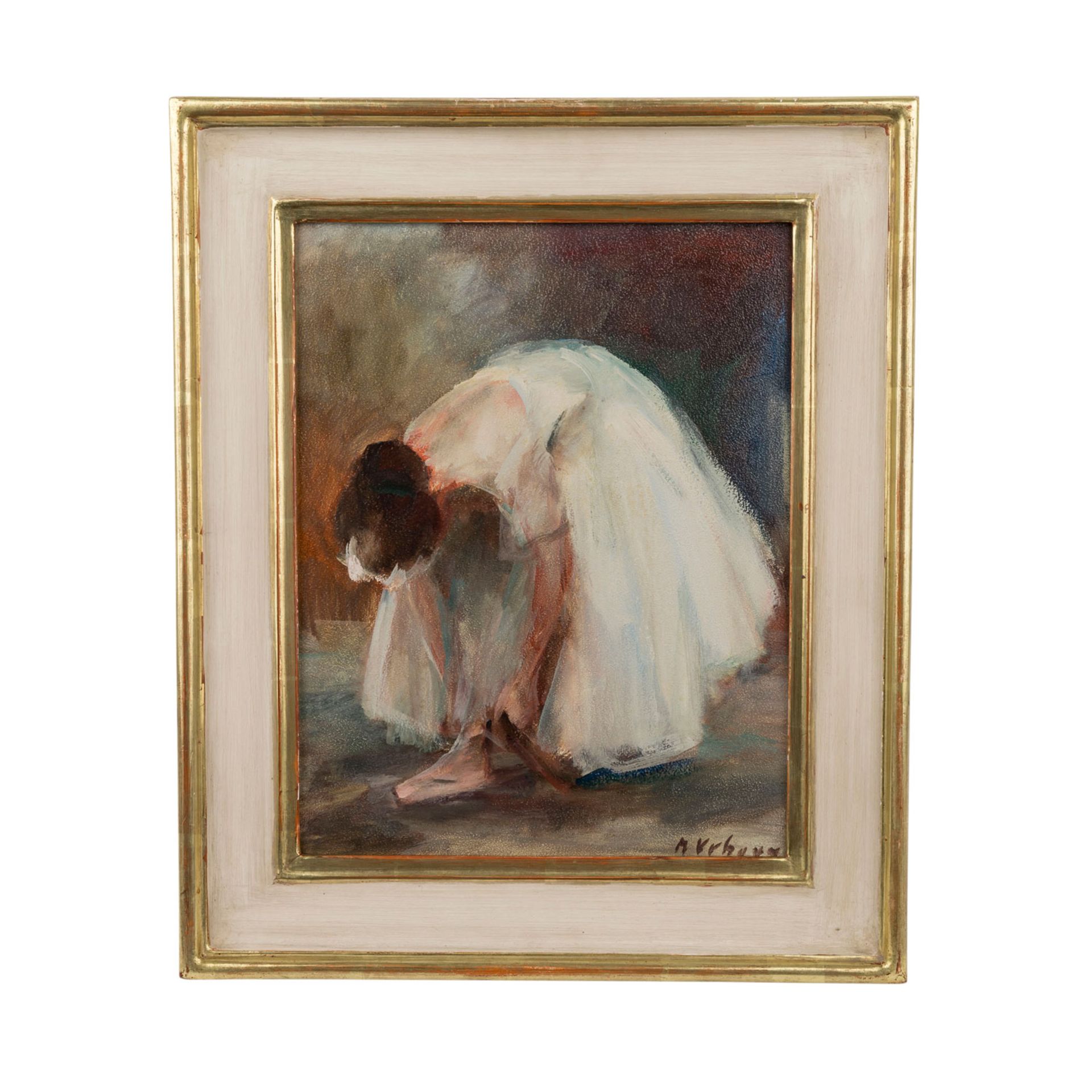 VRBOVÀ, MARIE ( 1909-?) "Studie-Tänzerin"Öl auf Malplatte, unten rechts signiert: " M.Vrbová", - Bild 2 aus 4