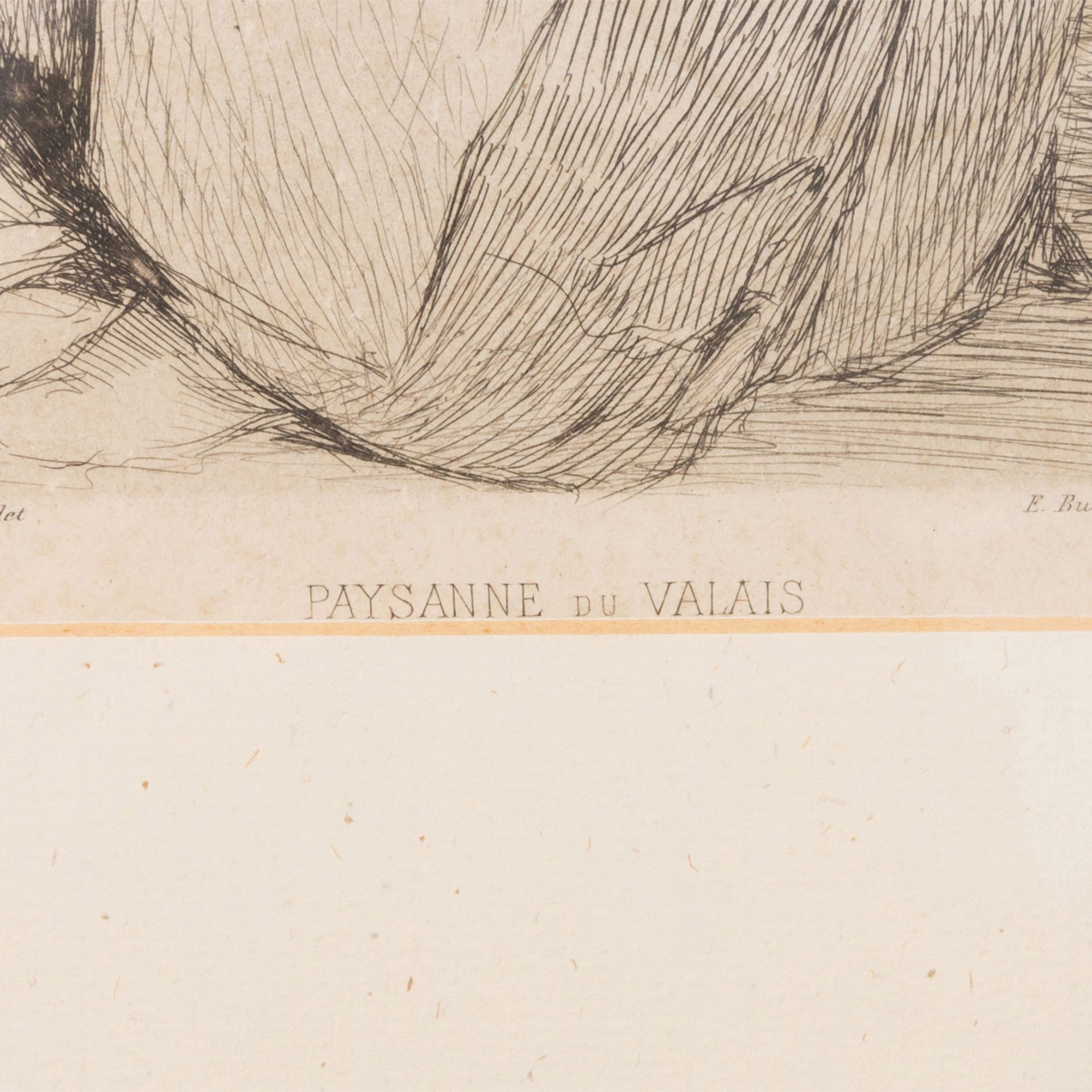 BURNAND, E., wohl Eugène (1850-1921, schweizer Maler u. Radierer), "Paysanne du Valais", - Bild 3 aus 4