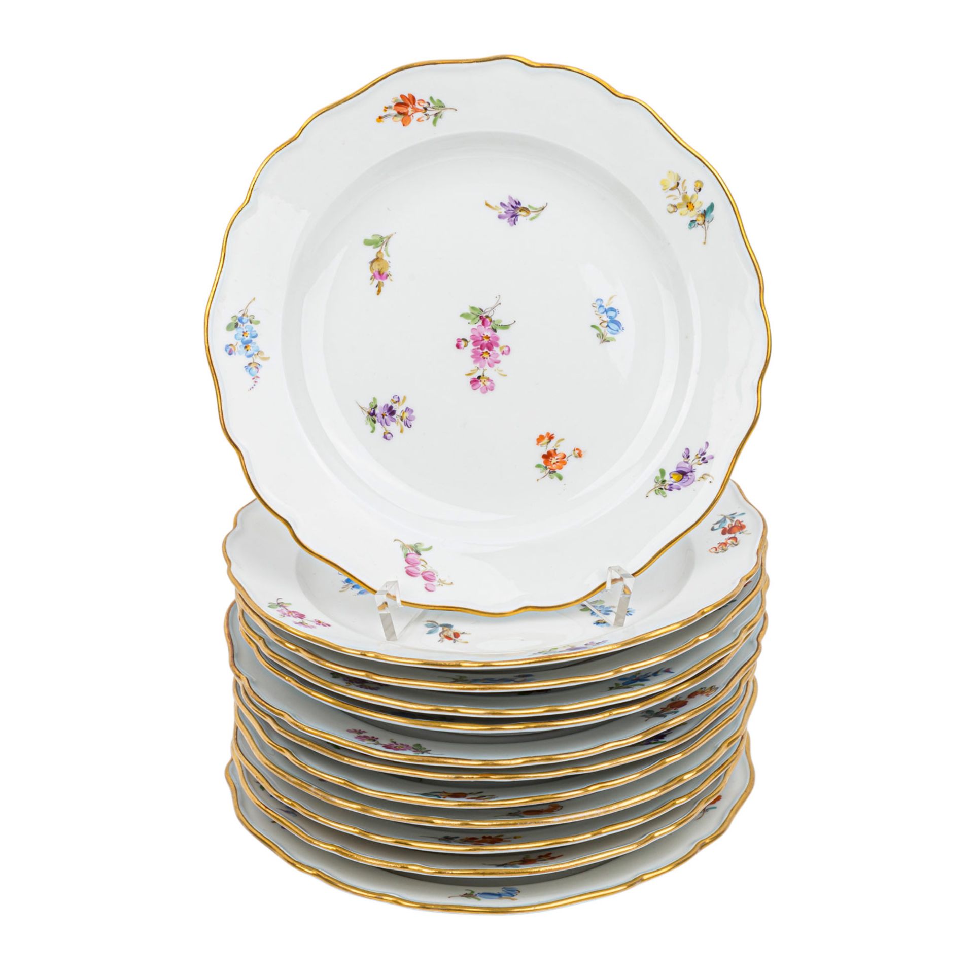 MEISSEN Kaffeeservice f. 11-12 Personen 'Streublümchen', 1860-1924 und später.12 Kaffeetassen/11 U- - Bild 3 aus 5