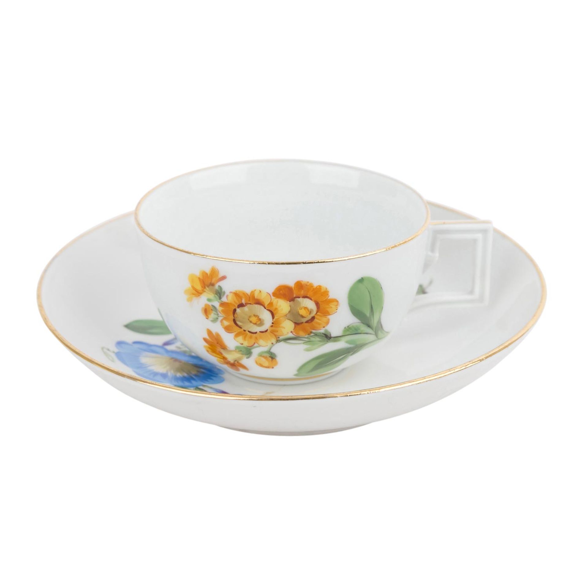 MEISSEN Kaffeeservice für 9 Personen, 19. Jh.Dekor "Deutsche Blume", bestehend aus Kaffeekanne mit - Image 6 of 8