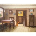 RÖNNE, POUL (1884-1964, dänischer Maler), "Stubeninterieur mit Tisch u. Blick in das Zimmer hinter