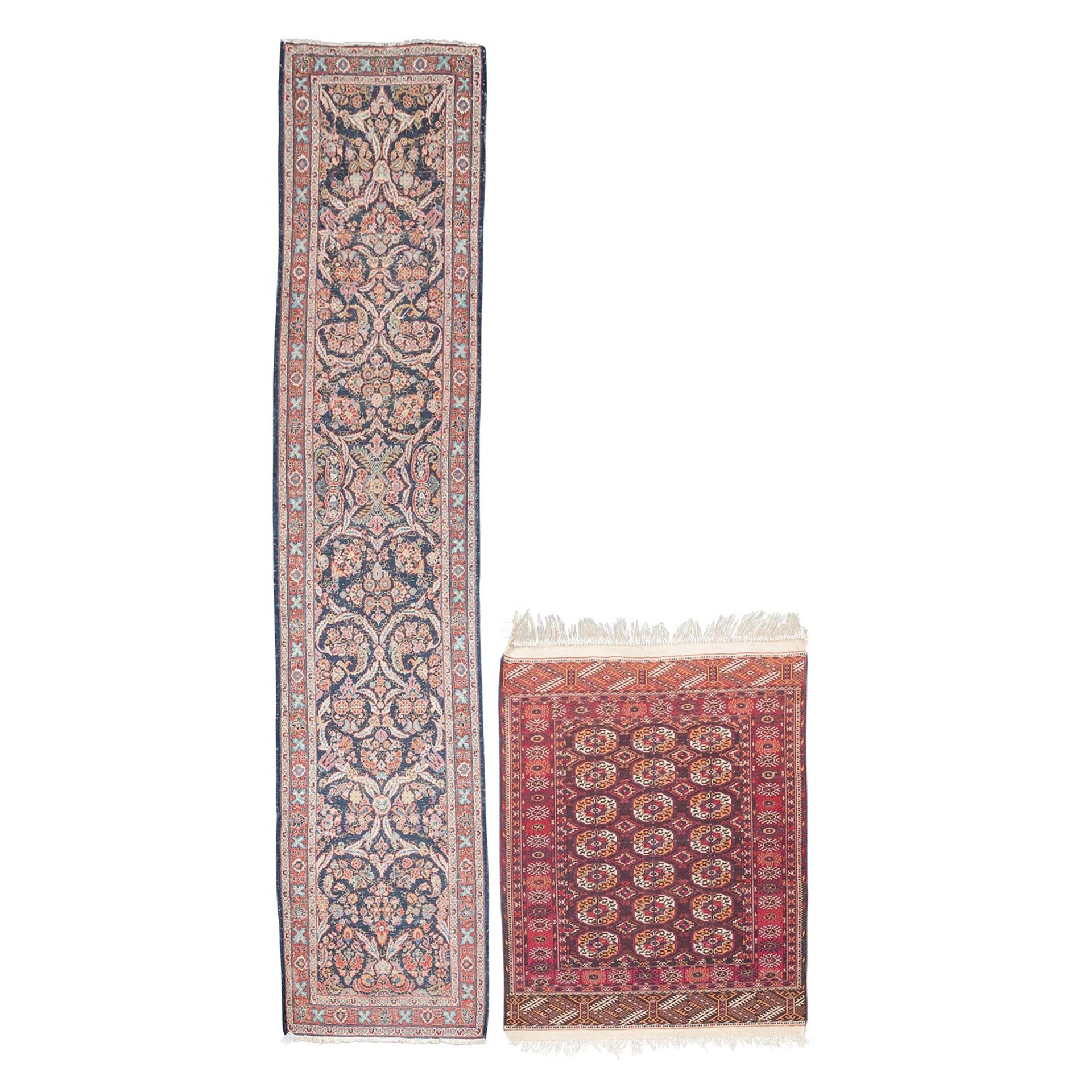 Konvolut: 2 Orientteppiche, 20. Jh.:1 Teppich ausTurkmenistan mit Gölmusterung auf rotbraunem Grund, - Bild 2 aus 6