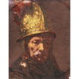 ROSENTHAL(?) Porzellanbildplatte "Der Mann mit dem Goldhelm", Mitte 20.Jh.,nach Rembrandt.