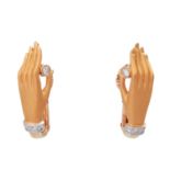 CARRERA Y CARRERA Ohrringe "Hand" mit 10 Brillanten, zus. ca. 0,12 ct,WBW: ca. 1.980 € (2002), GG
