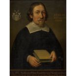 MALER DES 19.JH., "Bildnis des Pastors Andreas Pflug Radeberg (1605-1675)"Öl auf Leinwand, in der