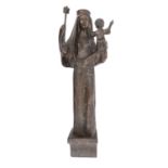 Figurengruppe 'Madonna mit Kind', 20. Jh..Bronze, monogrammiert 'HS.' und datiert '84', H. ca. 63,