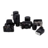 KONVOLUT 3 LEICA KAMERAS (R4s, Minilux zoom, AF-C1) UND 2 LEITZ OBJEKTIVEKamera R4s, Ab 1983,