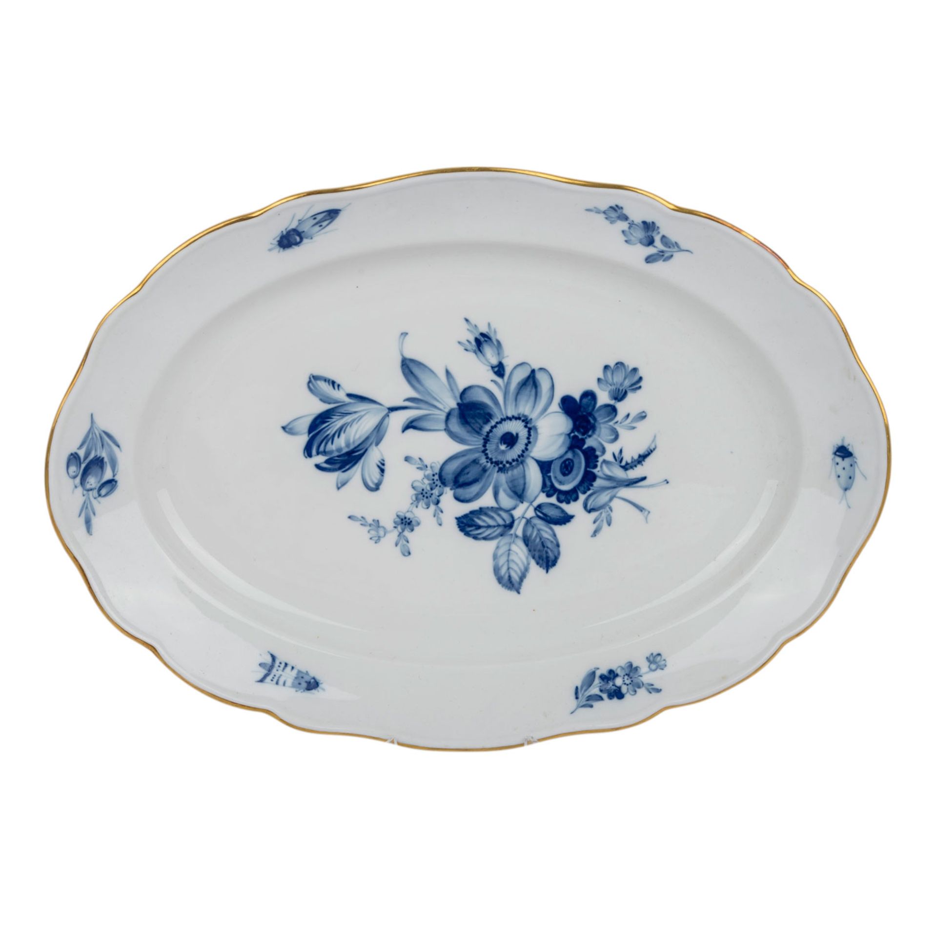 MEISSEN Speisseservice für 6-12 Personen, 20. Jh.Kobaltblaue Blumenmalerei und Goldrand, 35 Stück, - Image 3 of 5