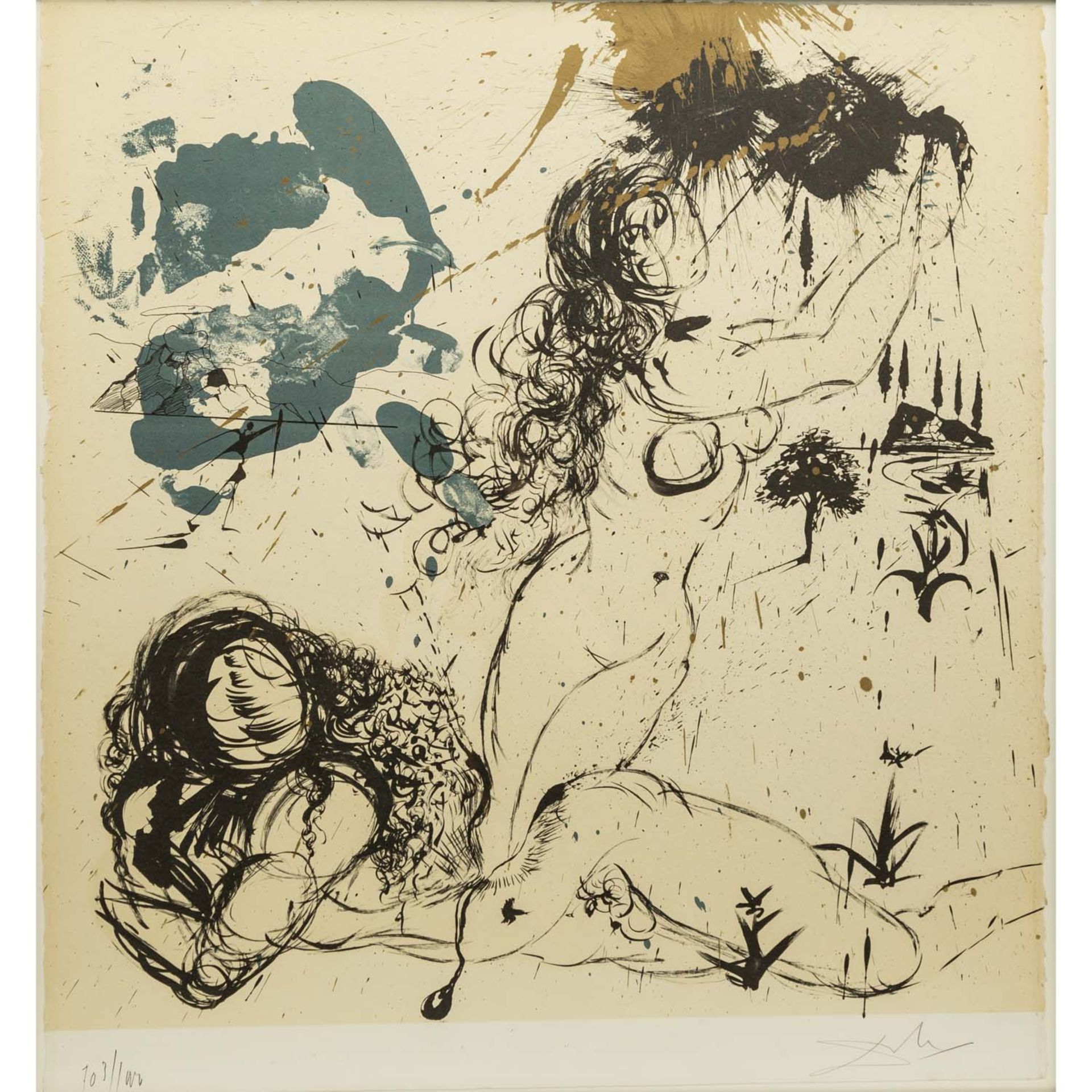 DALI, SALVADOR (1904-1989), "Die Erschaffung Evas",Farblithographie/Velin, u.re. mit Blst. von