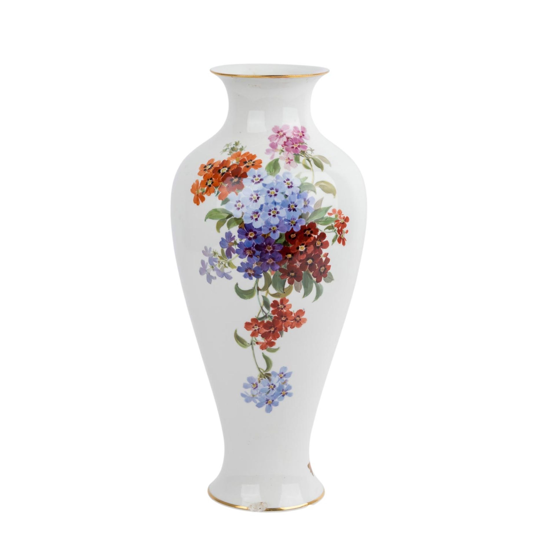 MEISSEN große Vase, 20. Jh.Balusterförmiger Korpus, Weißporzellan mit Blumen- und Insektenmalerei, - Bild 3 aus 7