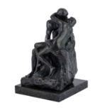 DER KUßNach Auguste Rodin, bezeichnet "A. Rodin", Bronze, dunkel patiniert, auf Steinsockel