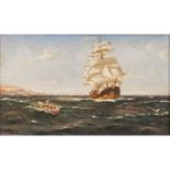 BRIGHT, Beatrice, ATTRIBUIERT (London 1861-1940), "Segelschiff und Ruderboot auf hoher See",u.li.