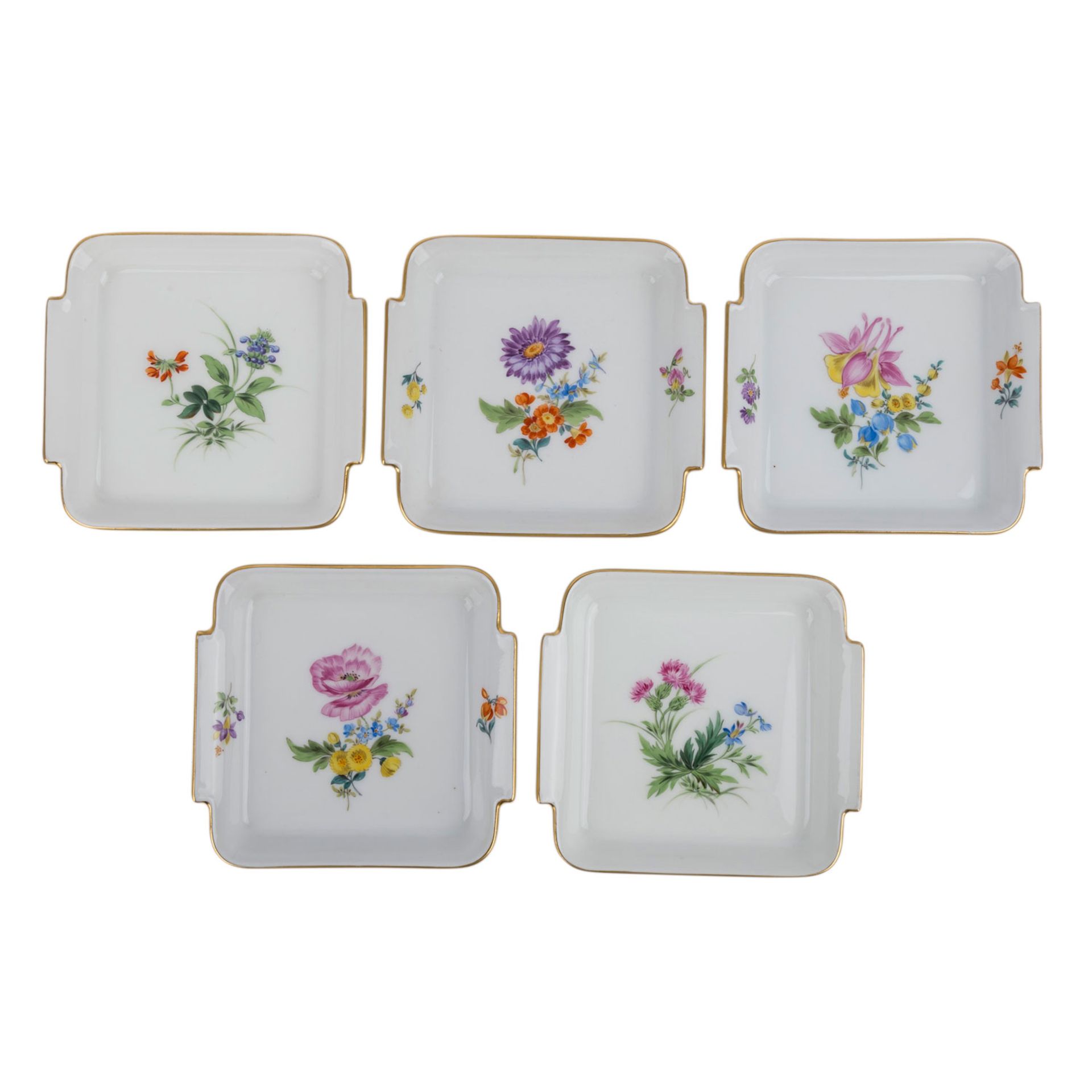 MEISSEN 13-tlg. Konvolut 'Blumenmalerei', 2. Wahl, 20. Jhd.:3 verschiedene Vasen (H. ca. 9-24cm), - Bild 4 aus 5