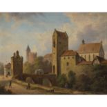 Maler/in 19./20. Jh., "Ravensburg, Blick auf das Kästlinstor am Hirschgraben",im Hintergrund die
