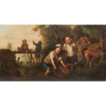 SEEKATZ, Johann Konrad, ATTRIBUIERT (1719 - 1768), "Am Flussufer spielende Kinder",unsigniert, Öl/