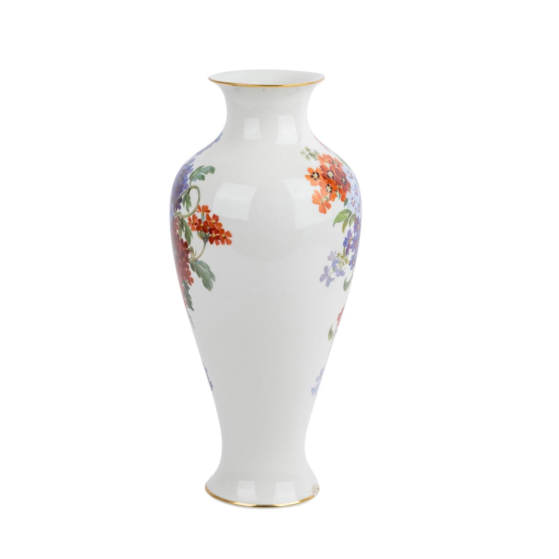 MEISSEN große Vase, 20. Jh.Balusterförmiger Korpus, Weißporzellan mit Blumen- und Insektenmalerei, - Bild 2 aus 7