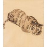 BRASCH, HANS (1882-1973), "Tiger", 1954Kohle auf Papier, u.l . monogr. und datiert, HxB: 24/21 cm.