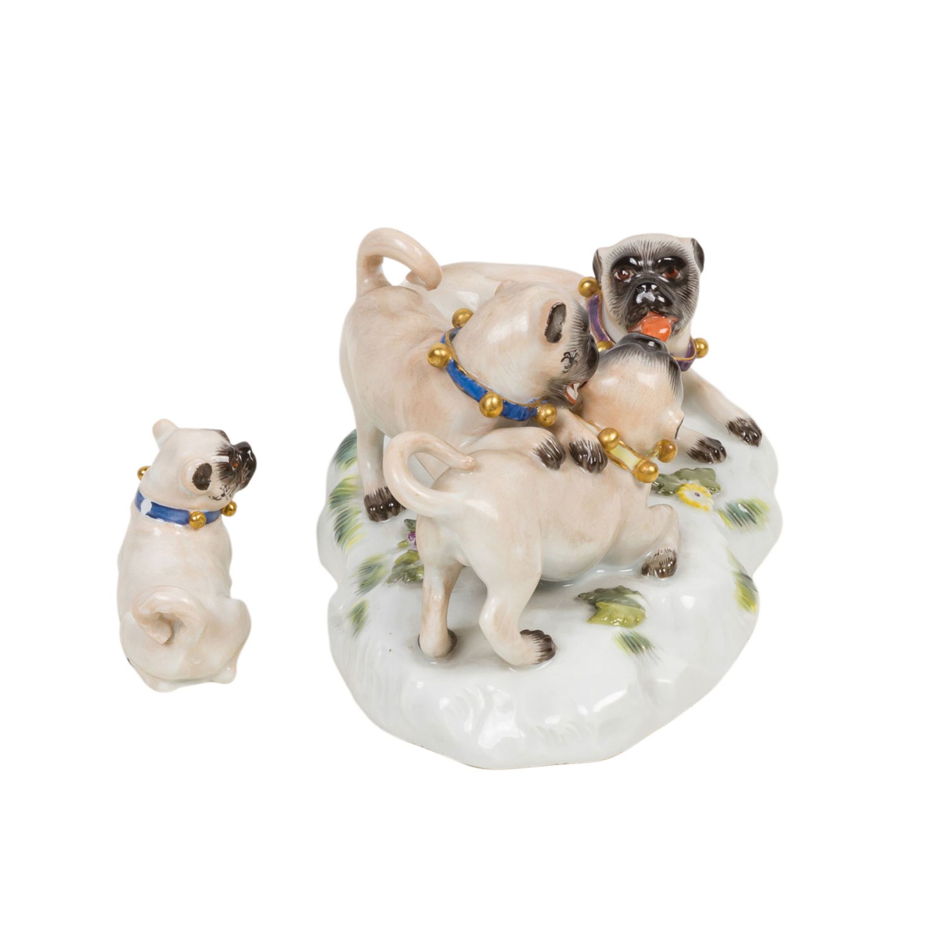 MEISSEN Mopsgruppe und kleiner Mops, 20. Jh.Model der Mopsgruppe von August Ringler 1863, 3 - Bild 4 aus 7