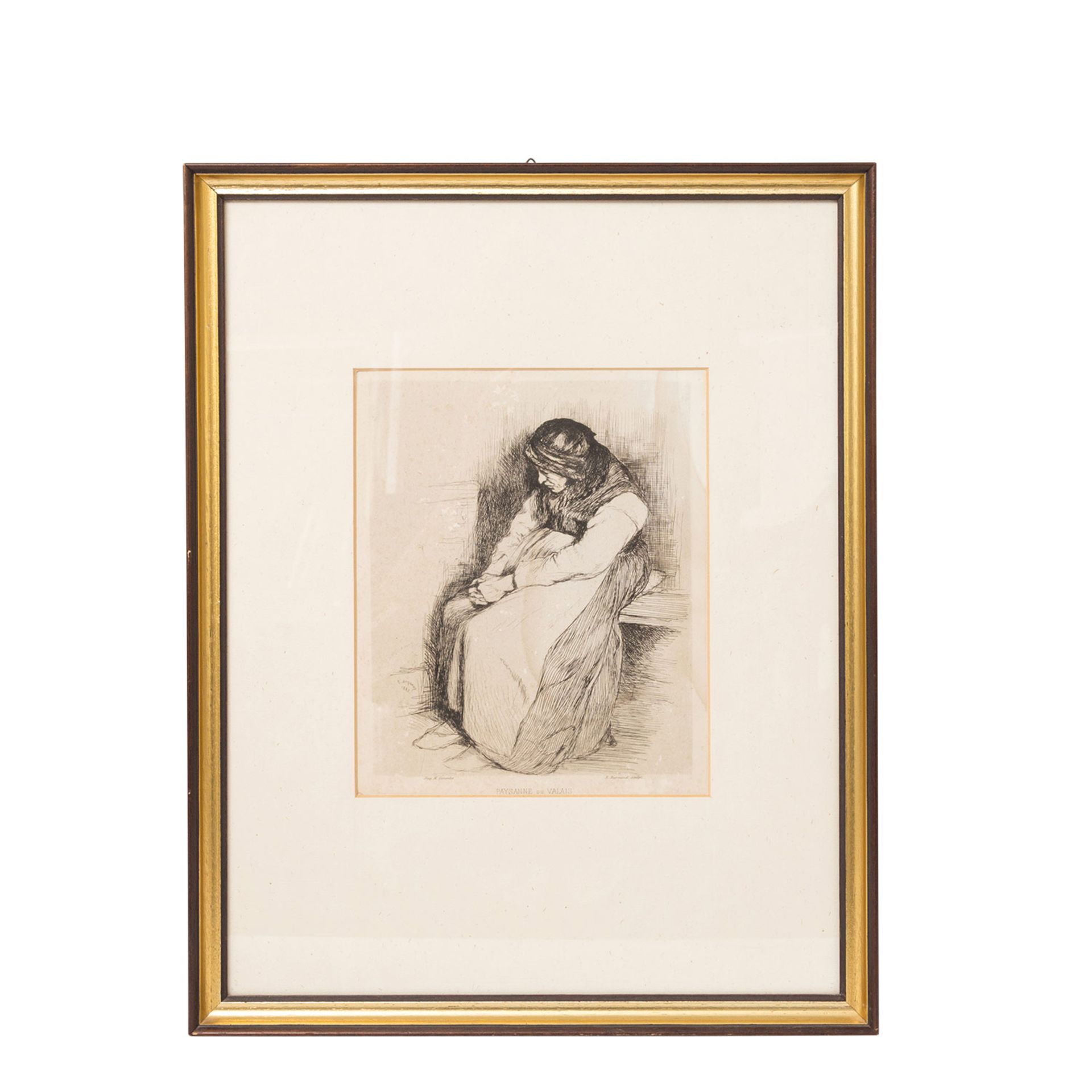 BURNAND, E., wohl Eugène (1850-1921, schweizer Maler u. Radierer), "Paysanne du Valais", - Bild 2 aus 4