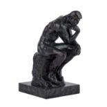 DER DENKER - LE PENSEURNach A. Rodin, Bronze patiniert, bezeichnet."A. Rodin", Gießerstempel, H: