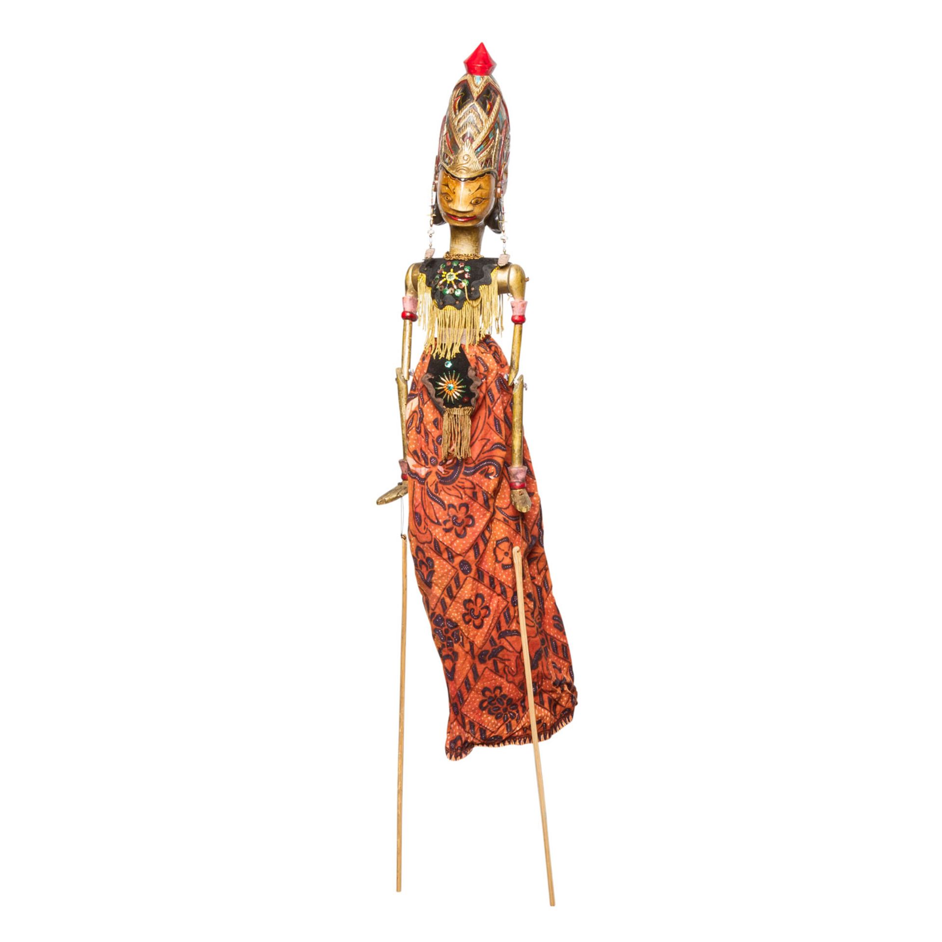 Wayang Golek- Traditionelles Stabpuppenspiel. INDONESIEN.Bestehend aus 7 Stabpuppen, Alters- und - Image 3 of 8