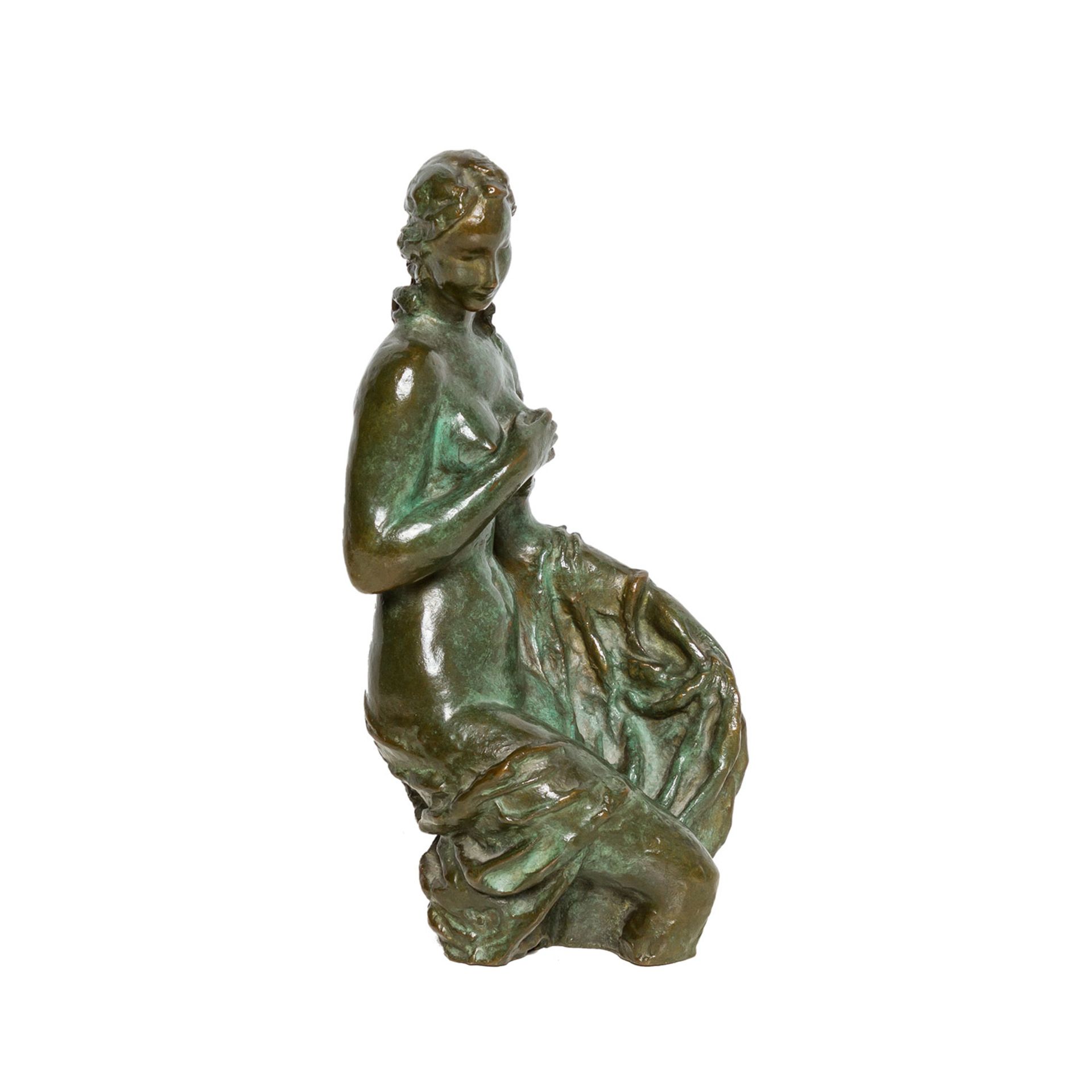 FEHRLE, JACOB WILHELM (1884-1974) "Dem Bade entsteigende junge Frau"Bronze, patiniert, - Image 4 of 5
