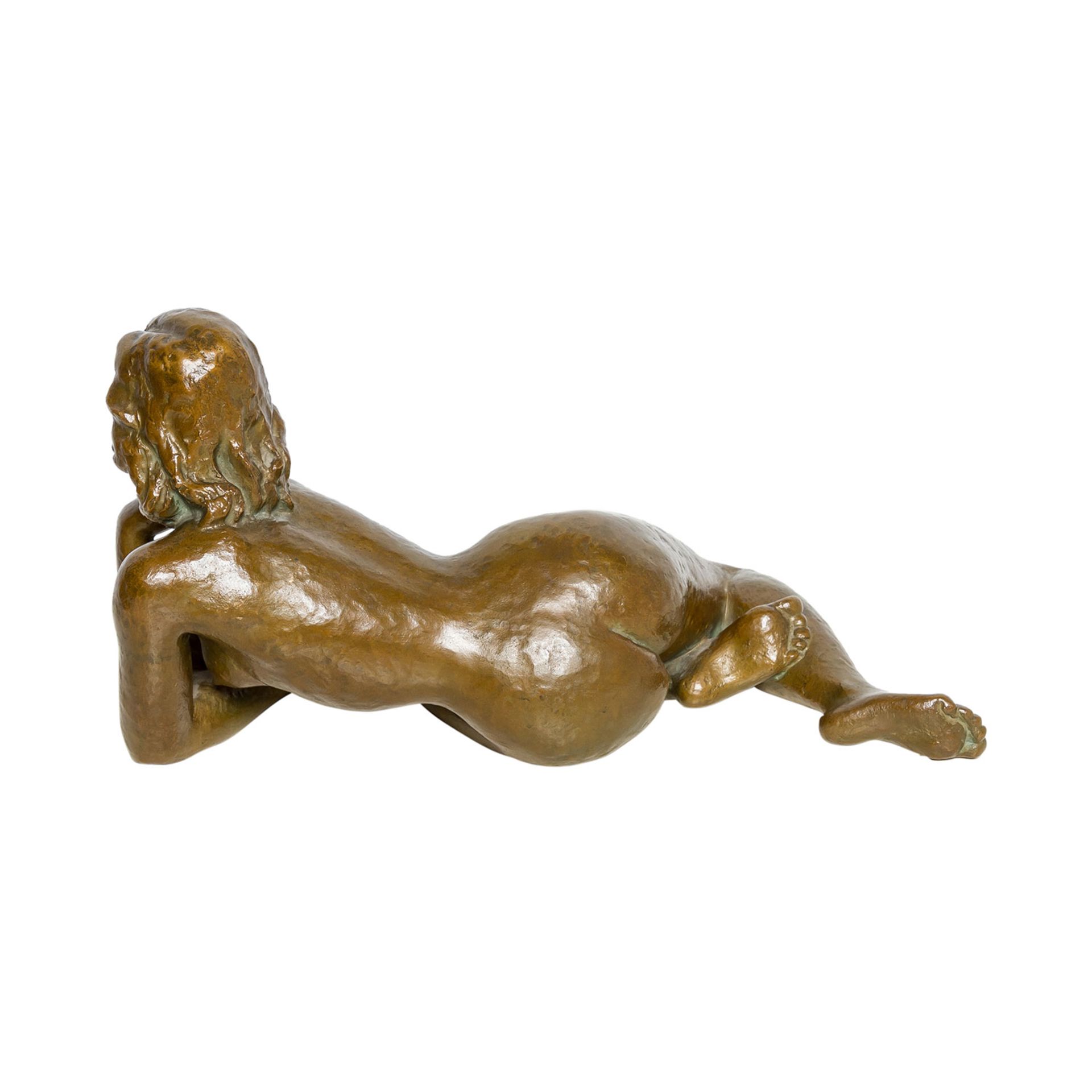 FEHRLE, JAKOB WILHELM (Attrib.) (1884-1974) "Liegender weiblicher Akt"Bronze, HxL: 18/34 cm. - Image 3 of 4