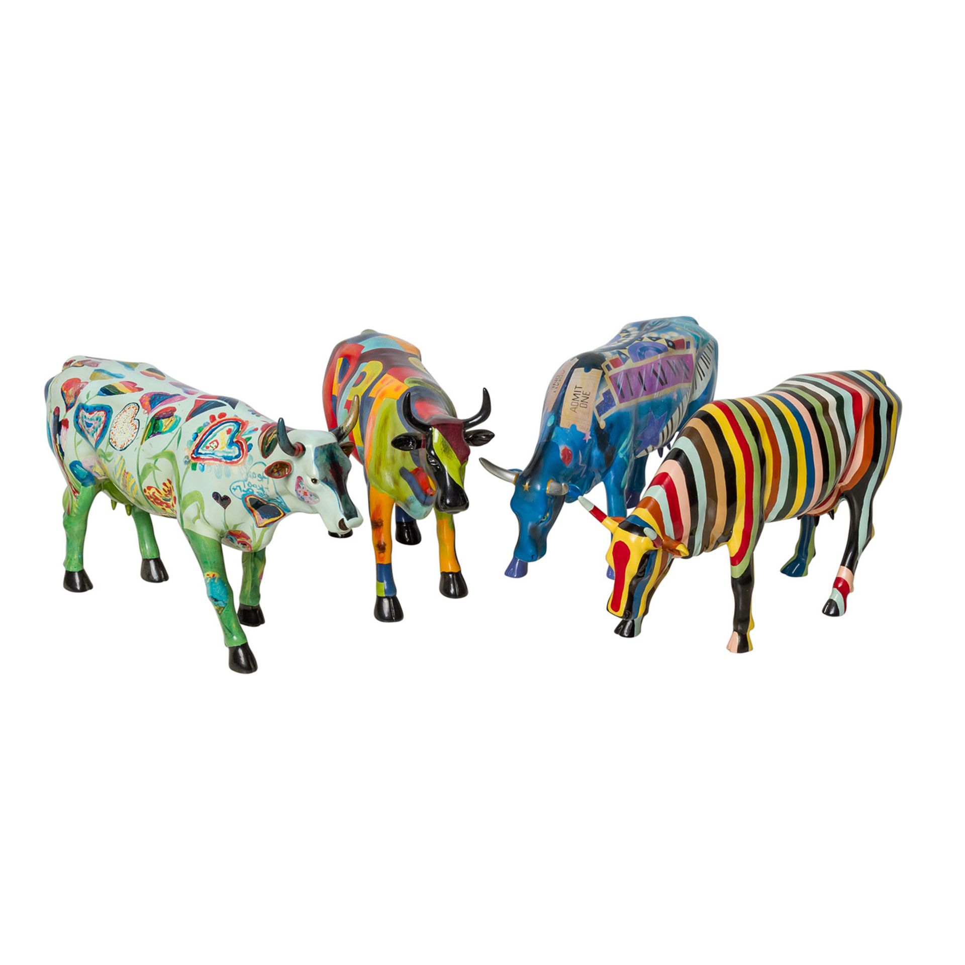 VIER FIGUREN AUS DER "COW PARADE"Kunstgussarbeiten verschiedener Künstler, u.a.: Cynthia S.