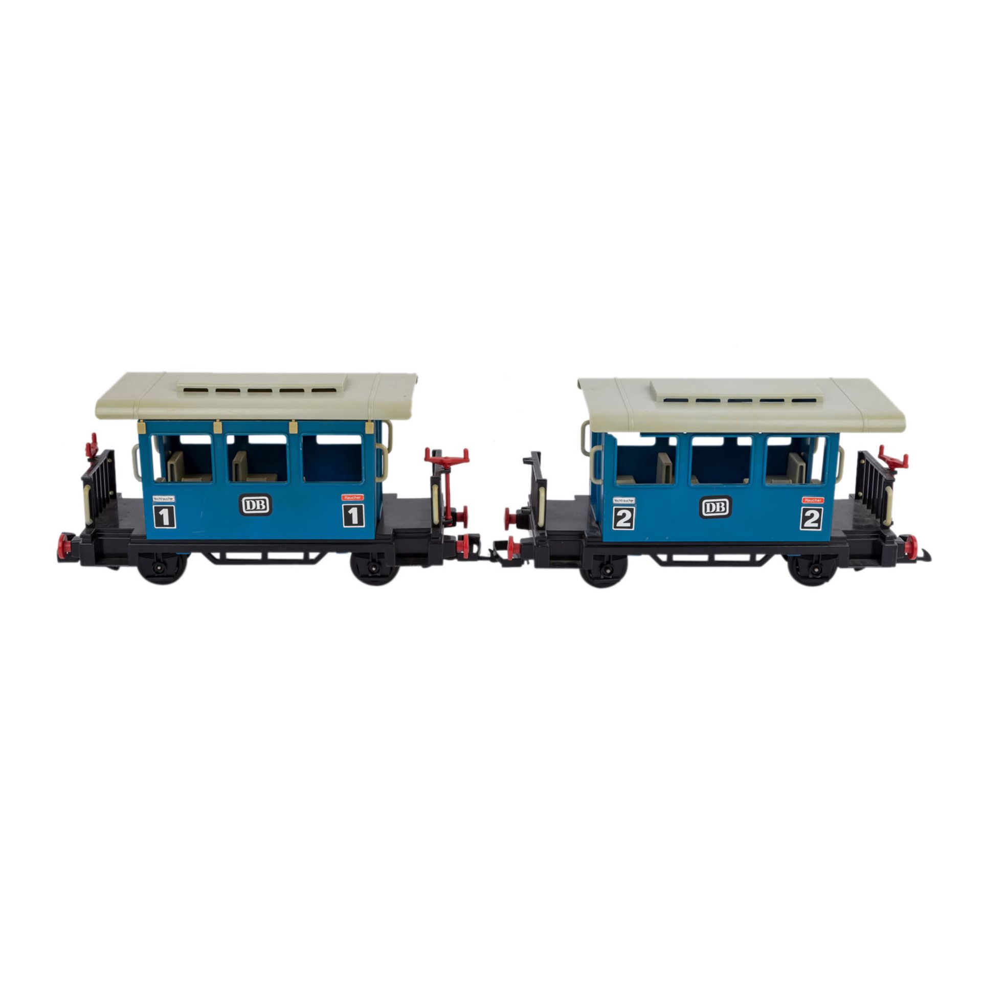 LGB/PLAYMOBIL umfangreiches Gartenbahn-Konvolut, Spur G,bestehend aus Dampflok 99501, 2 Güter- und 2 - Bild 3 aus 5