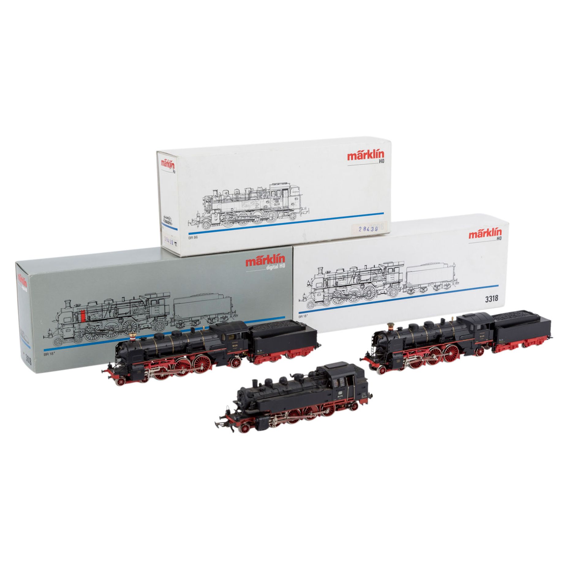 MÄRKLIN Konvolut von 3 Dampfloks, Spur H0,bestehend aus Tenderlok 3096, BN 86173, 3618, BN 18434 mit