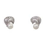 Ohrstecker mit je 1 Zuchtperle und Besatz aus Achtkantdiamanten,zus. ca. 0,3 ct, LGW (I-J)/SI, WG