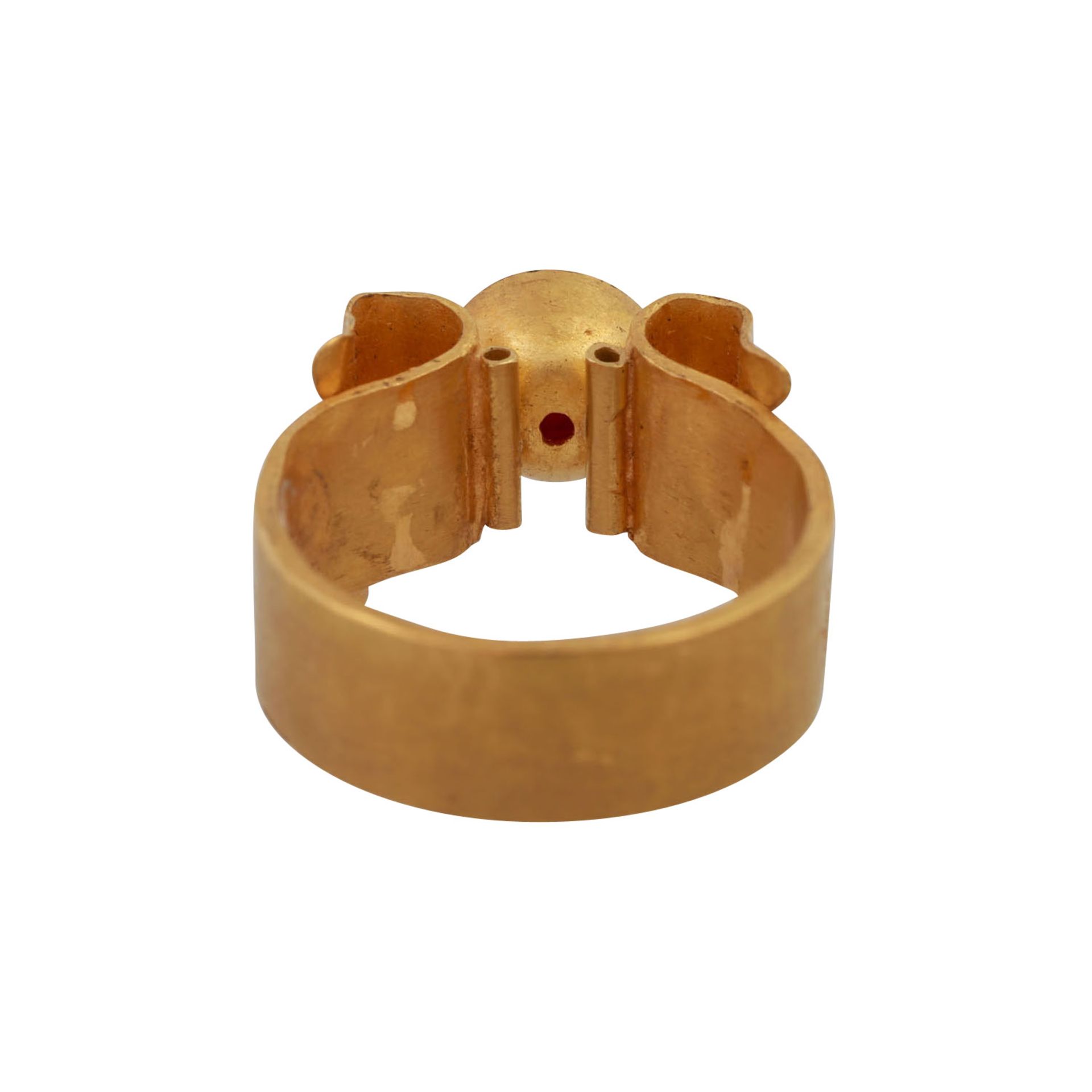 Designer Ring mit Rubincabochon,GG 20K, RW 55, Ende 20. Jh., leichte Tragespuren, Rubin etw - Bild 4 aus 4