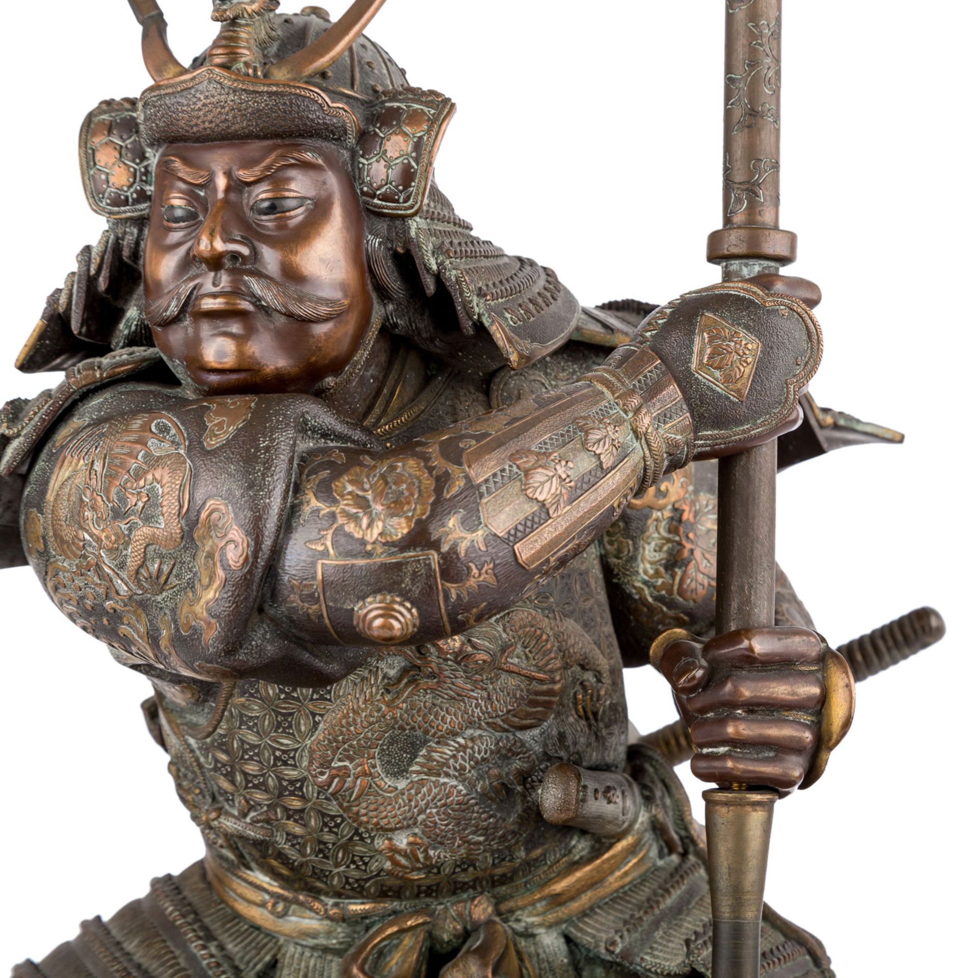 Exzellente Bronze eines Samurai. JAPAN, Meiji-Periode (1868-1912).Expressive Darstellung eines - Bild 19 aus 21