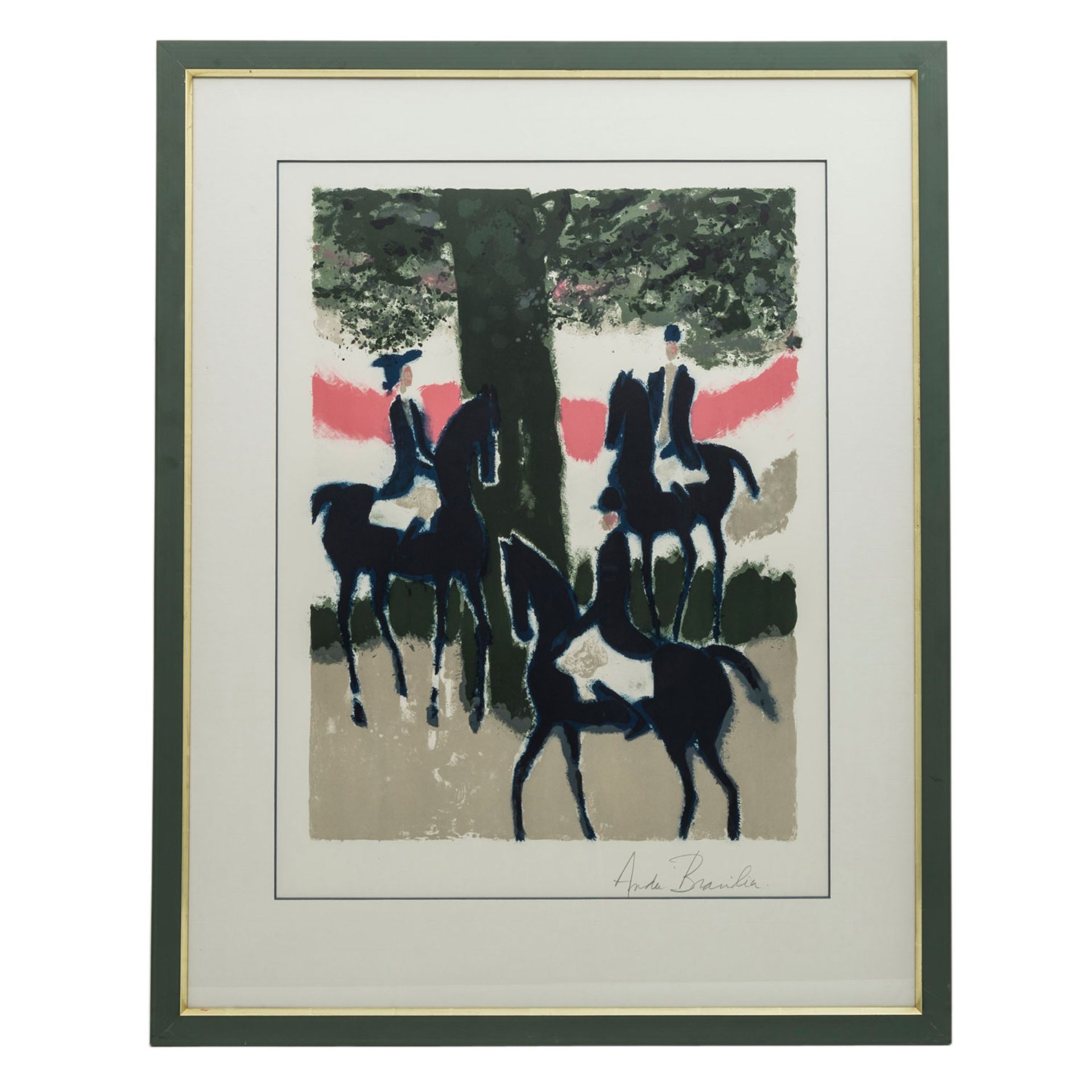 BRASILIER, ANDRE (geb. 1929), "Drei Reiter unter einem Baum",Farblithographie/Velin, u.re. mit - Bild 2 aus 4