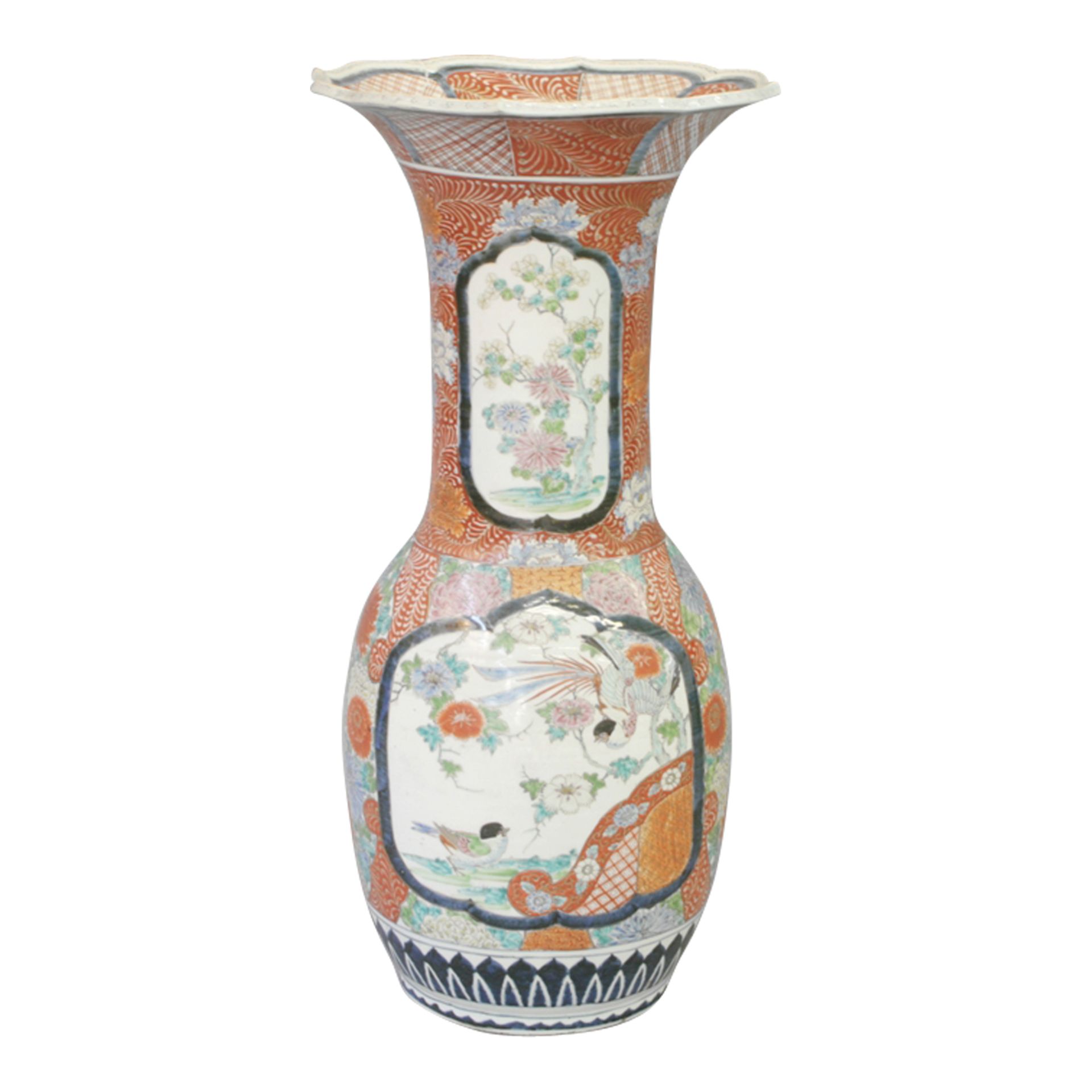 Imari-Bodenvase, JAPAN, Meiji-Zeit (1868-1912)Schau- und rückseitig Kartuschen mit Malerei von