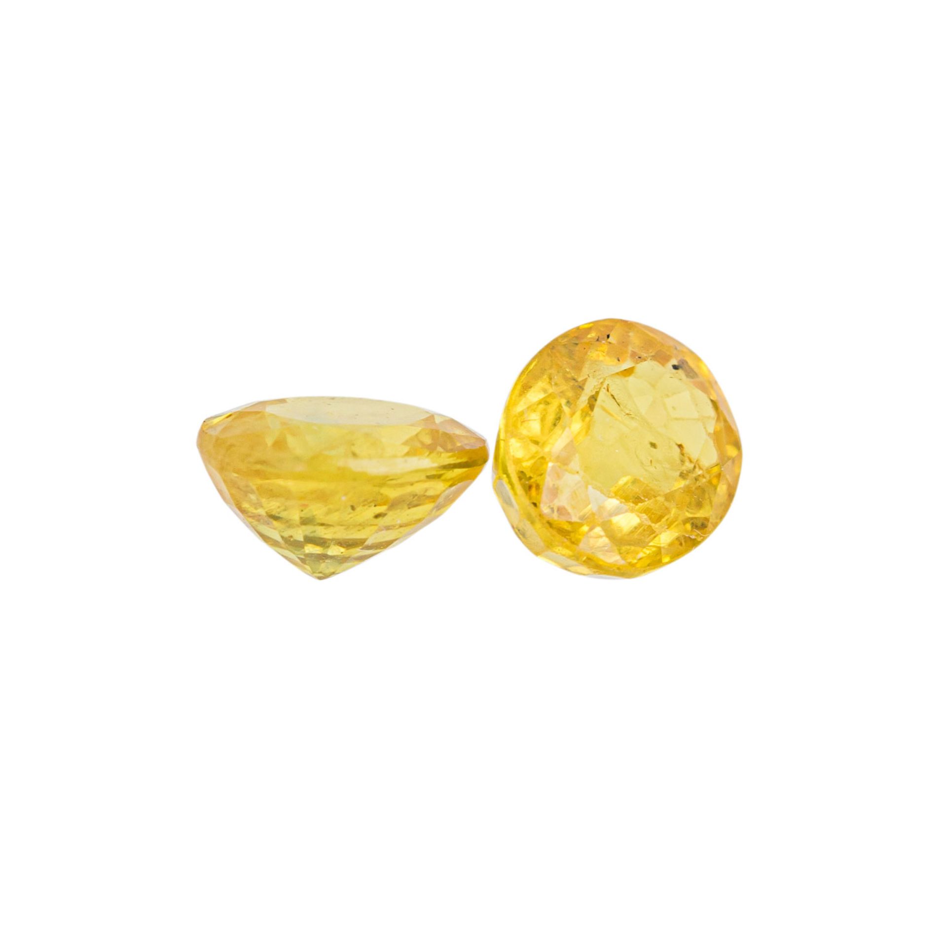 2 lose, gelbe Saphire, 2,97 ct. totalOvalschliff Variation, erhitzt.2 loose, yellow sapphires, 2. - Bild 2 aus 3