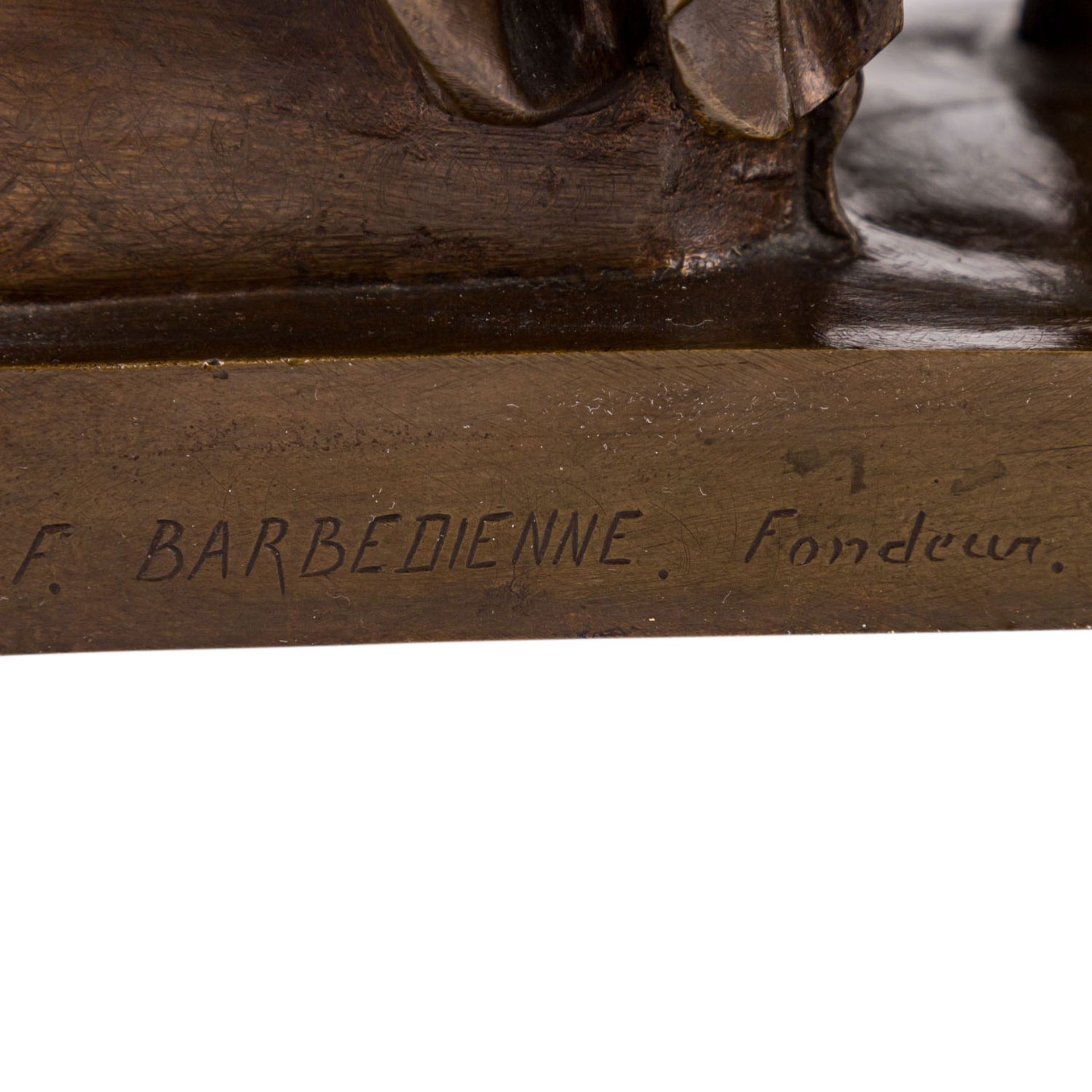 BARBEDIENNE, FERDINAND (1810-1892, franz. Bildhauer und Gießer), "Römischer Kaiser"Bronze, brüniert, - Bild 5 aus 6