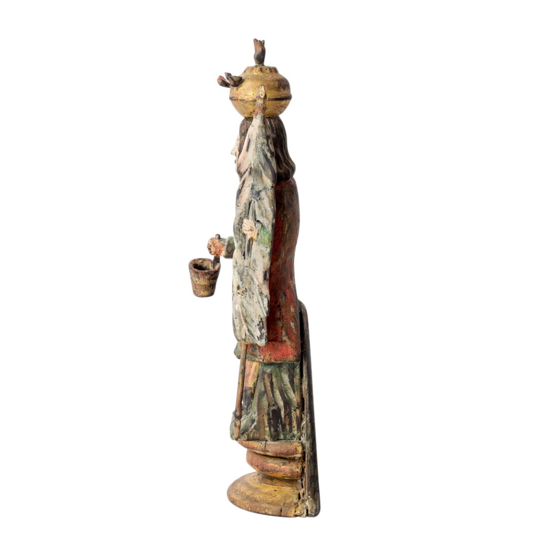 BILDSCHNITZER 19./20. Jh., "Heiliger Florian",Holz geschnitzt, polychrom gefasst, naiv stilisierte - Image 2 of 5