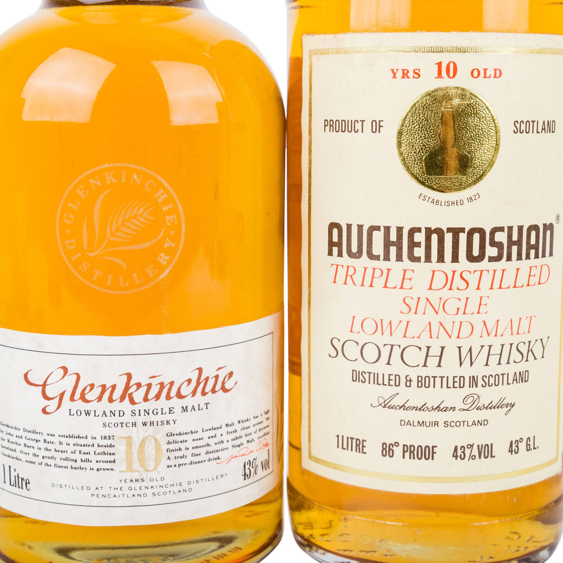 2 Flaschen Single Malt Scotch Whisky GLENKINCHIE 10 years / AUCHENTOSHAN 10 yearsRegion: Lowlands, - Bild 3 aus 5