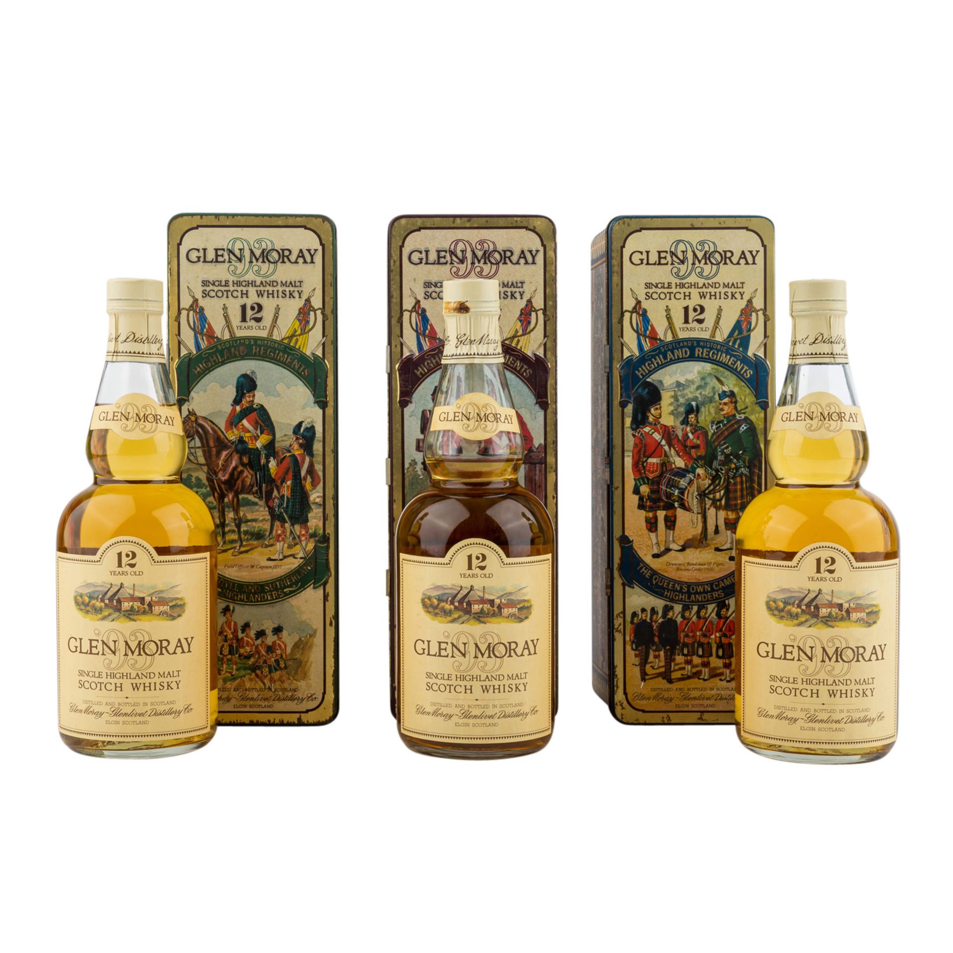 3 Flaschen Single Malt Scotch Whisky GLEN MORAY 12 years 'Scotland's Historic Highland Regiments', - Bild 2 aus 3