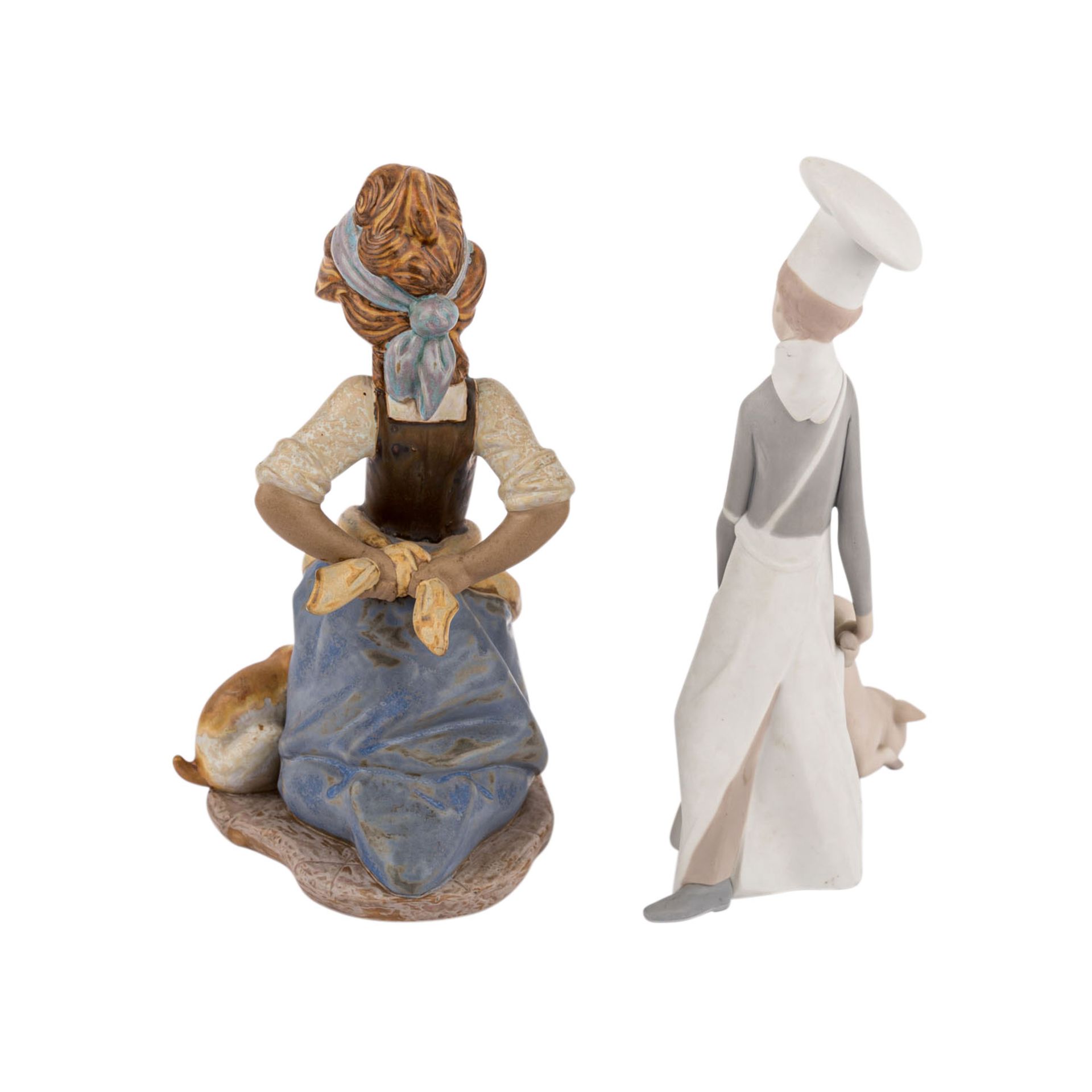 LLADRO 2 Figuren, 20. Jh..1 Figur 'Junger Koch mit Schwein', H. ca. 24,5cm und 1 Figur 'Mädchen - Bild 3 aus 5
