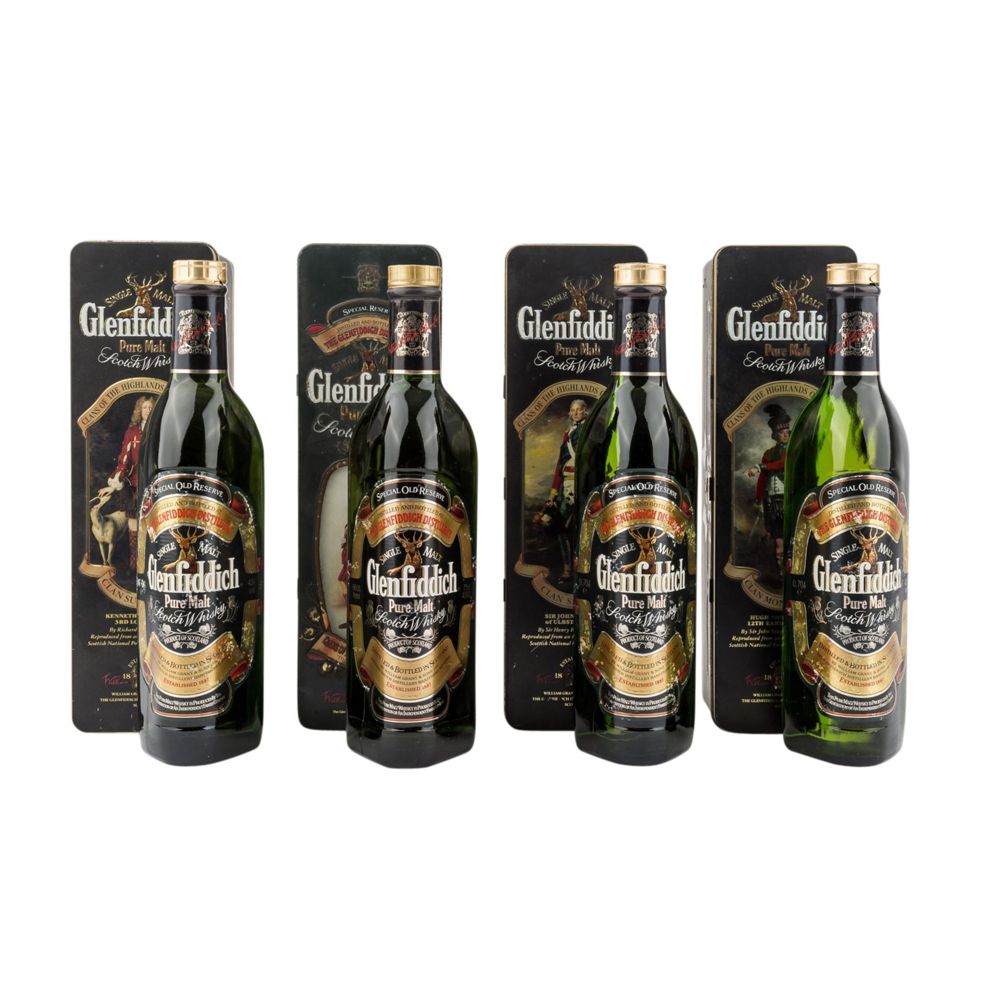 4 Flaschen Single Malt Scotch Whisky GLENFIDDICH 'Clans of the Highlands of Scotland',Region: - Bild 2 aus 3