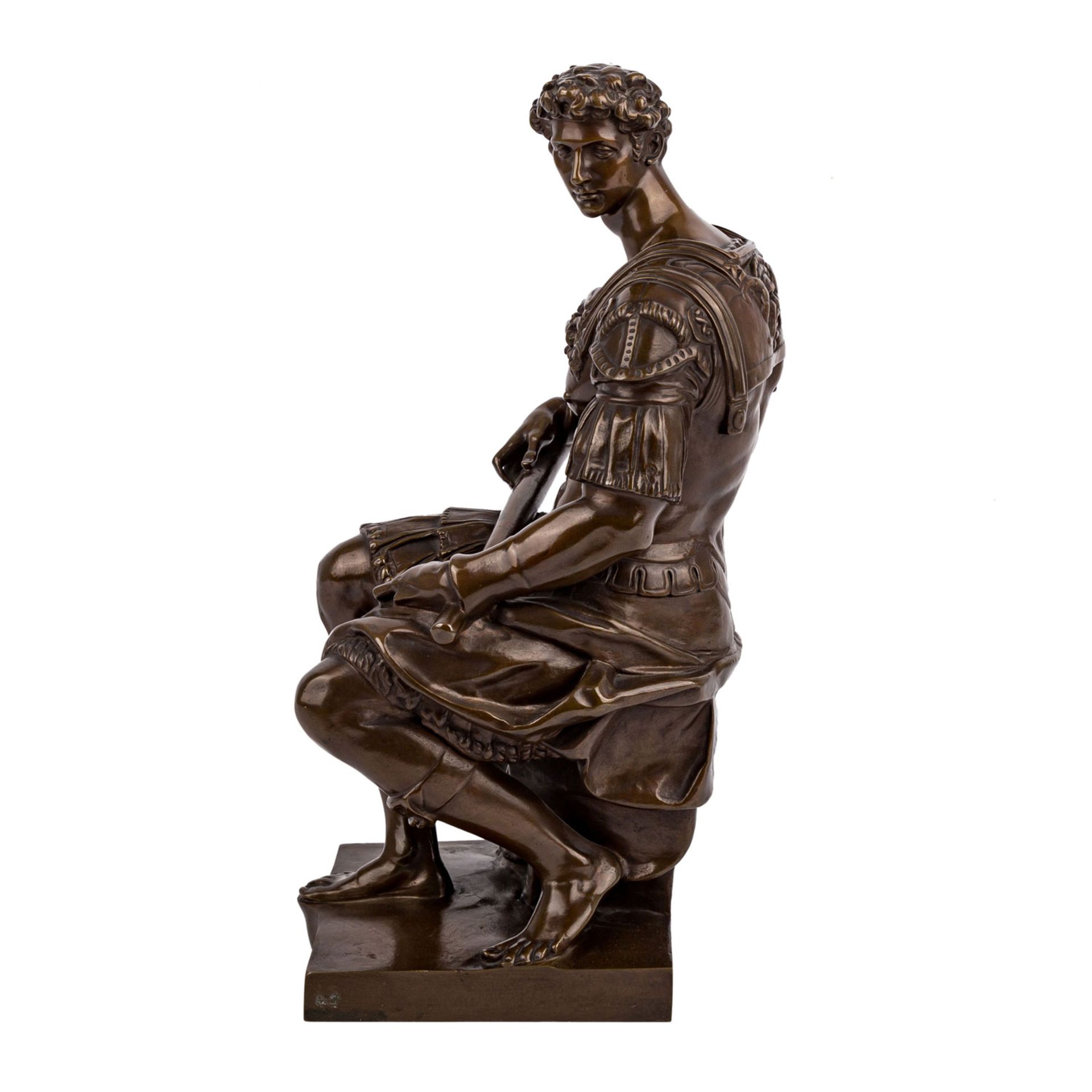 BARBEDIENNE, FERDINAND (1810-1892, franz. Bildhauer und Gießer), "Römischer Kaiser"Bronze, brüniert, - Bild 2 aus 6