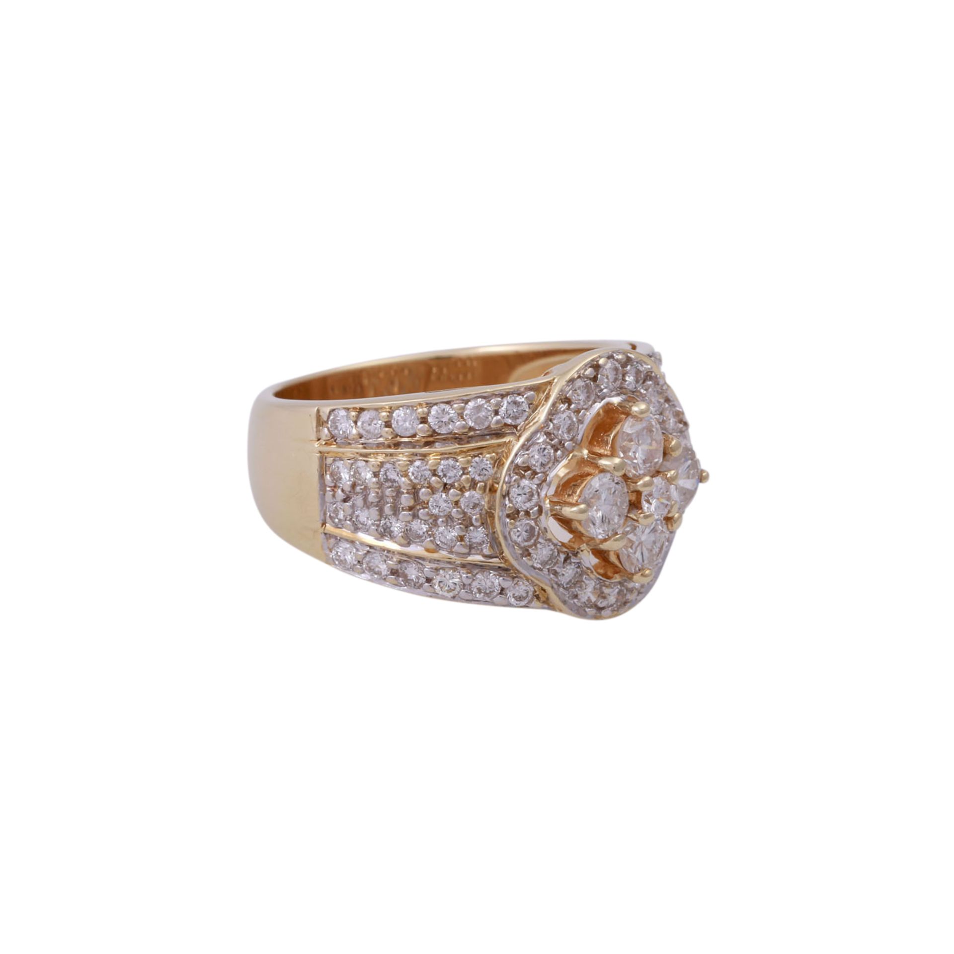 Ring mit Brillanten zus. ca. 2 ct,WEISS (H)/SI-P1, GG 14K, RW: 54, 21. Jh., guter Erhalt.Ring with - Bild 2 aus 4