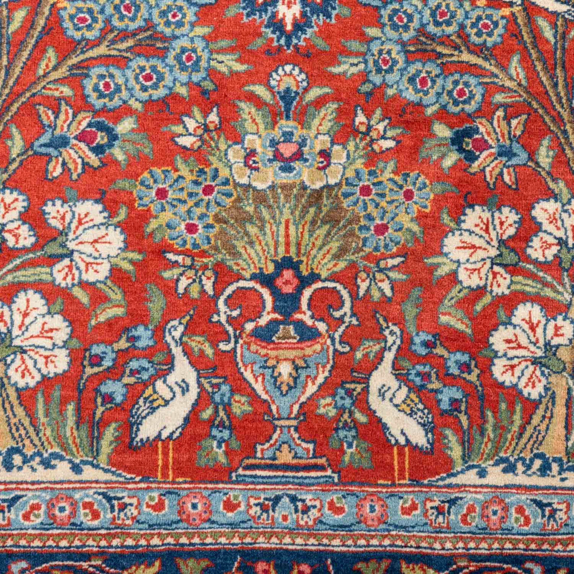 Orientteppich. Einzigartiger KESHAN/PERSIEN. 1910-1939, 204x135 cm.Der rote Fond des Innenfeldes ist - Bild 5 aus 8