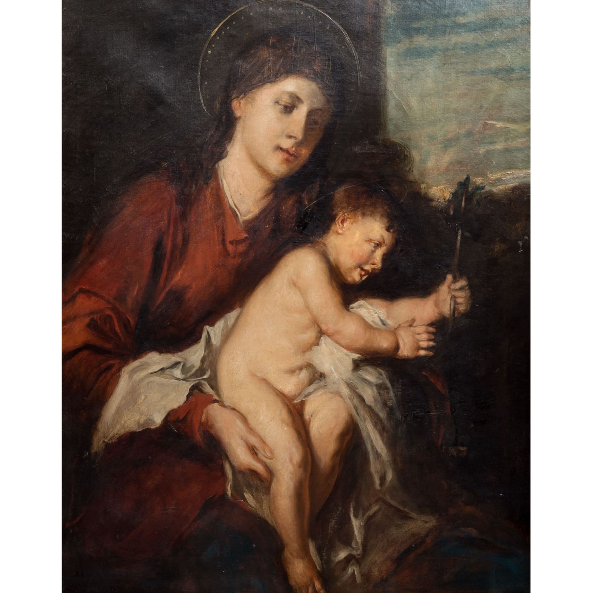 GAISSER, MAX (Augsburg 1857-1922 München), "Madonna mit Kind",mit Draperie und vor