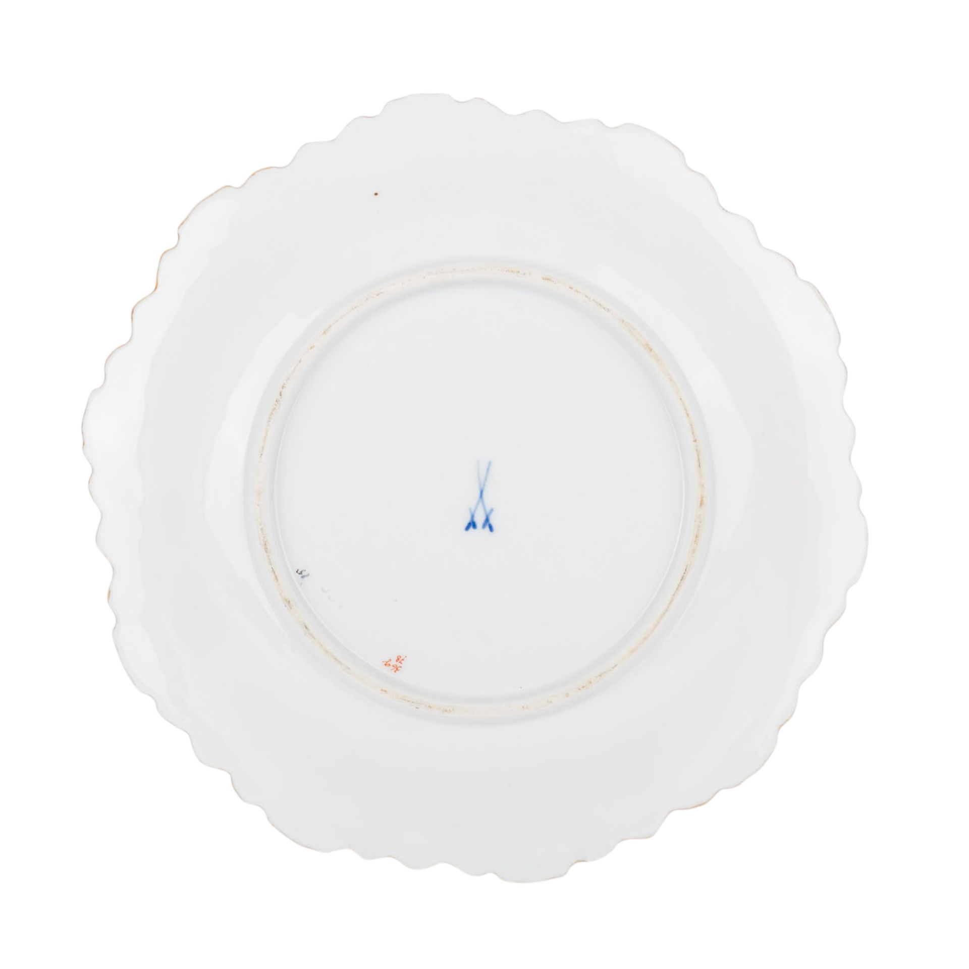 MEISSEN Mokkatasse mit Untertasse 'B-Form' und Prunkteller, 1. und 2. Wahl, 20. Jh.Mokkatasse/U- - Image 3 of 4