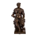 BARBEDIENNE, FERDINAND (1810-1892, franz. Bildhauer und Gießer), "Römischer Kaiser"Bronze, brüniert,