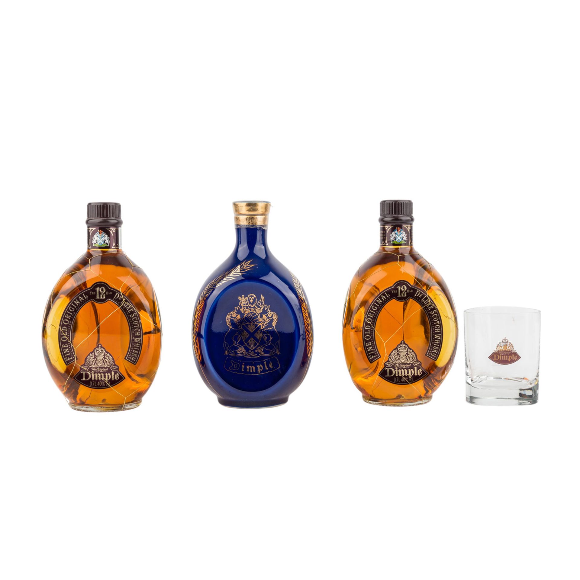 3 Flaschen Blended Scotch Whisky DIMPLE 12 years / DIMPLE 'Ceramic Decanter',Region: Lowlands, 40% / - Bild 2 aus 3