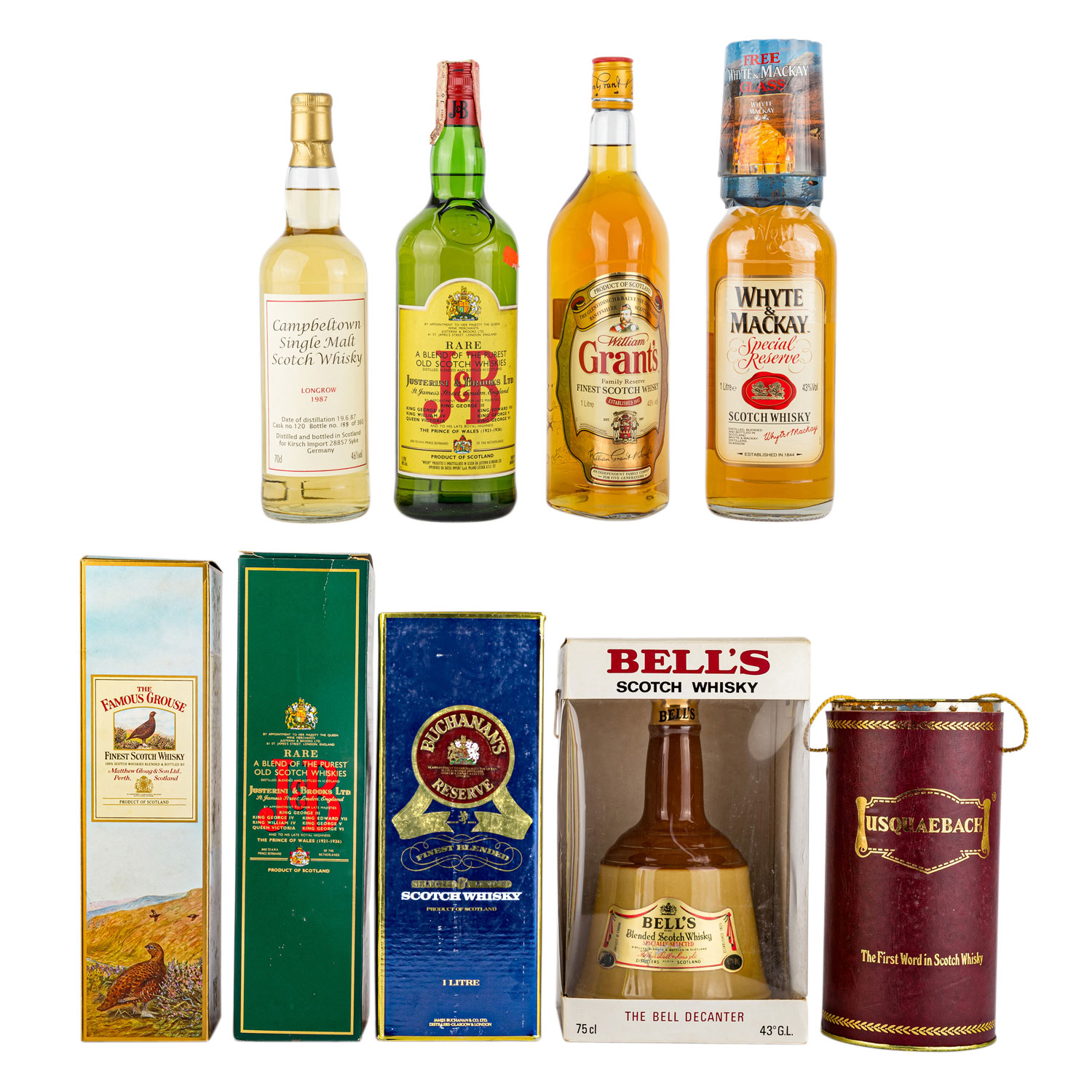 Konvolut von 9 Flaschen Blended Scotch Whisky THE FAMOUS GROUSE / USQUAEBACH / BELL'S /BUCHANAN'